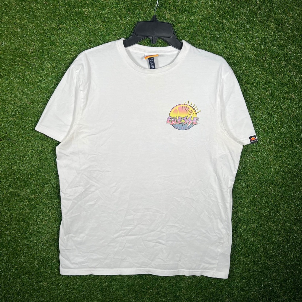 Ellesse Mens Surf Or Die Shark Skeleton Graphic T-Shirt White Large